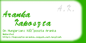 aranka kaposzta business card